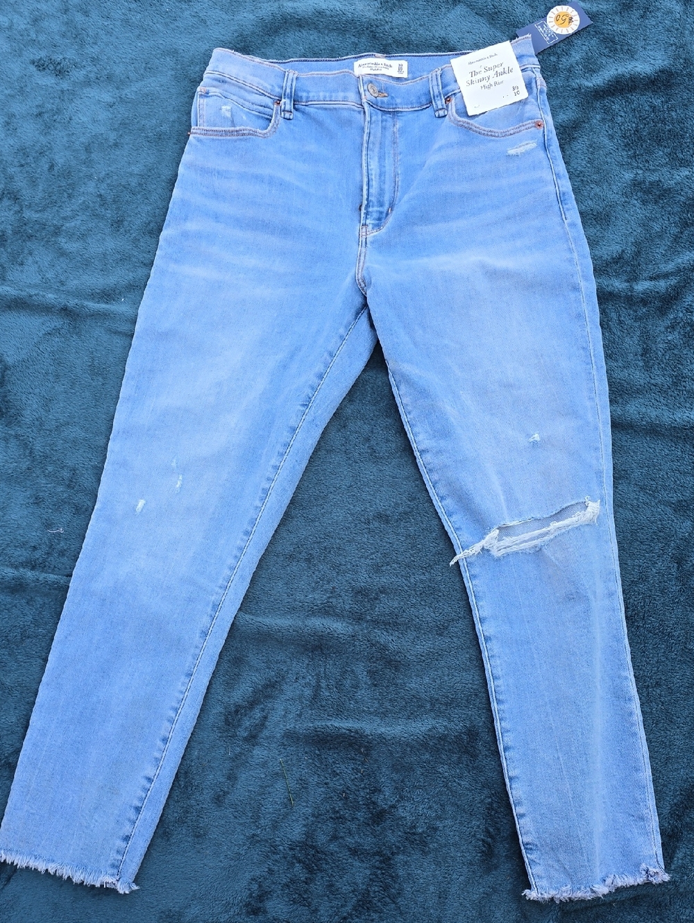Light Blue Distressed Women's Jeans - High Rise Slim Fit